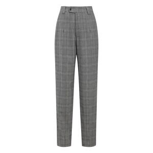 Plaid Work Pant Vintage Houndstooth Tartan Straight Long Trousers Black Grey